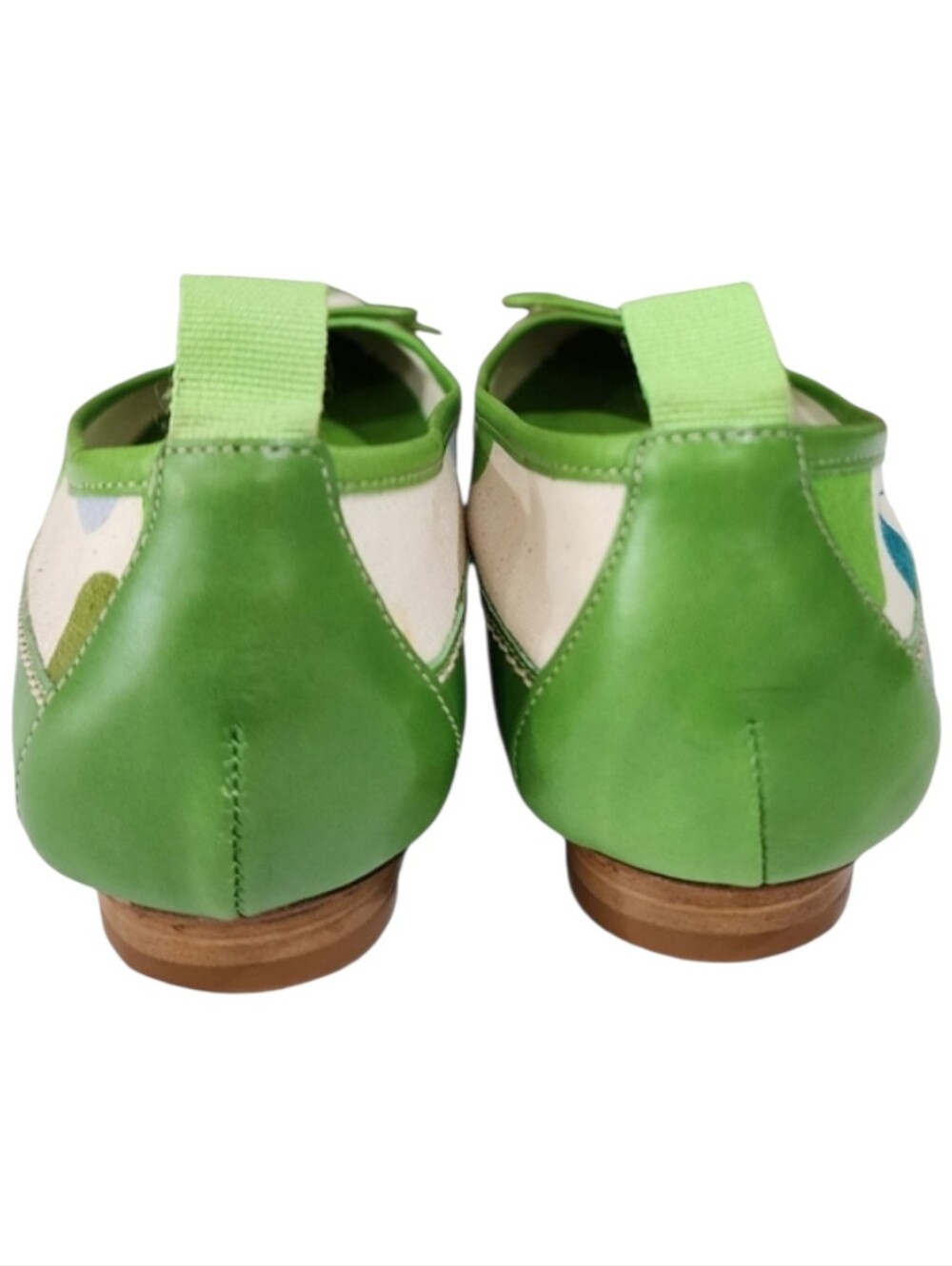 Coach Polkadot Green Canvas Leather  Almond Toe Slip-on Shoes Size 6.5 - Picture 9 of 16